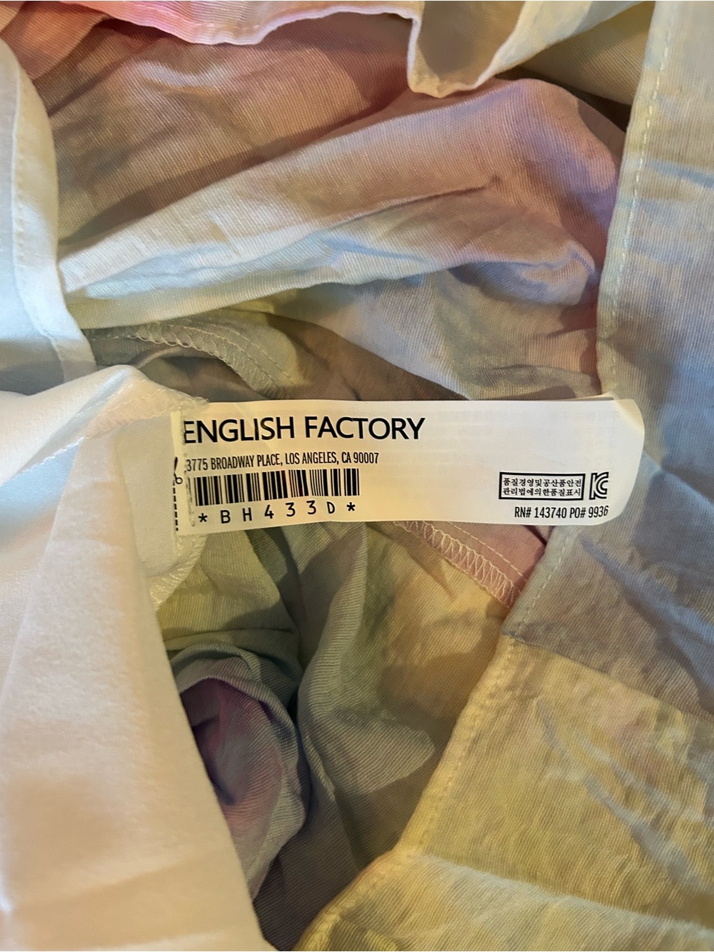 English Factory Pastel Tie-Dye Tiered Dress - Pink, Blue, Yellow. Small. - Picture 9 of 10